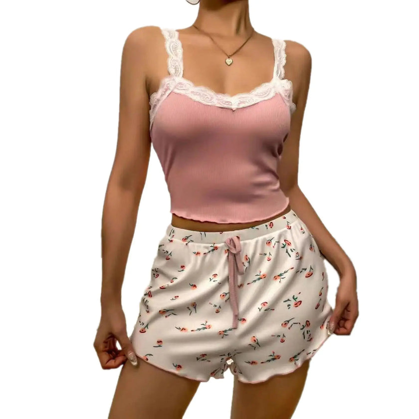 Lace V-Neck Cami Pajama Set