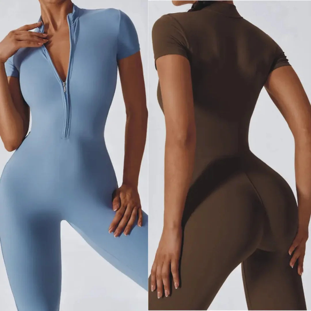 Quick-Dry Naked-Feel Zipper Yoga Jumpsuit