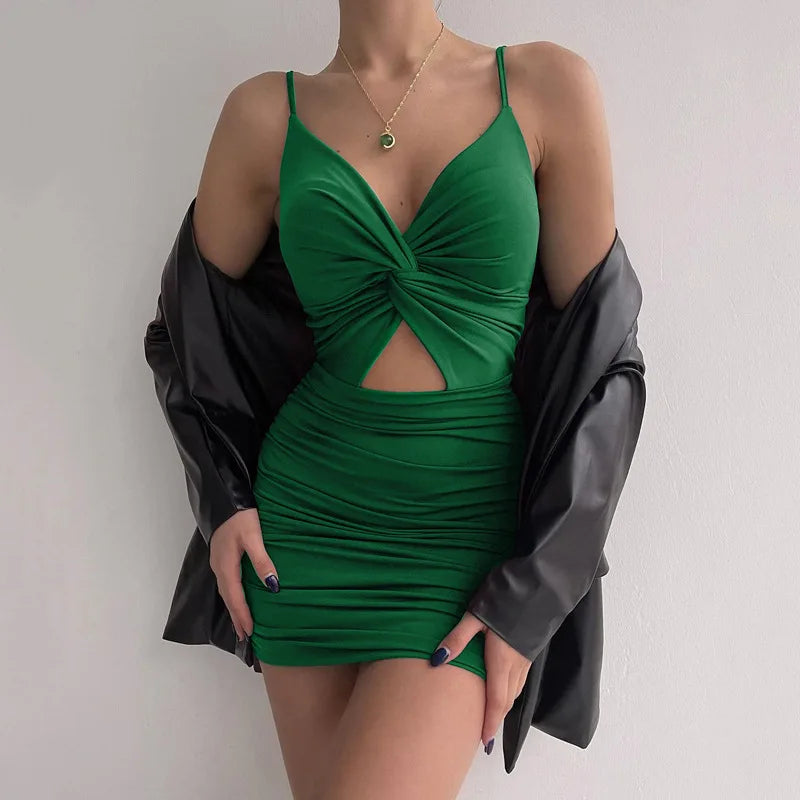 Spaghetti Strap Backless Bodycon Dress