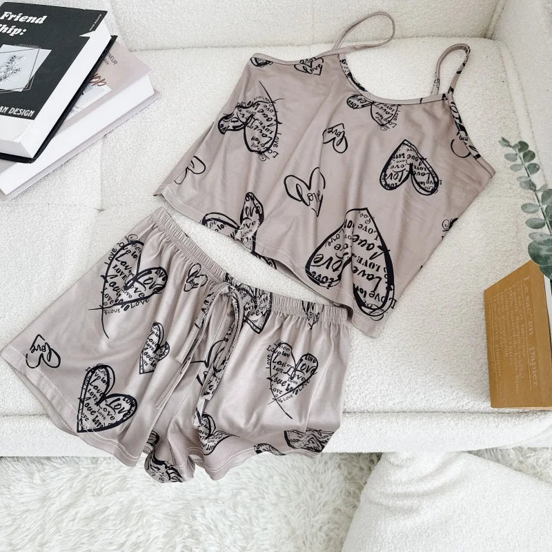 Ice Silk Print Pajama Set