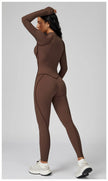 Long Sleeve Zipper Yoga Bodysuit One-Piece Tracksuit