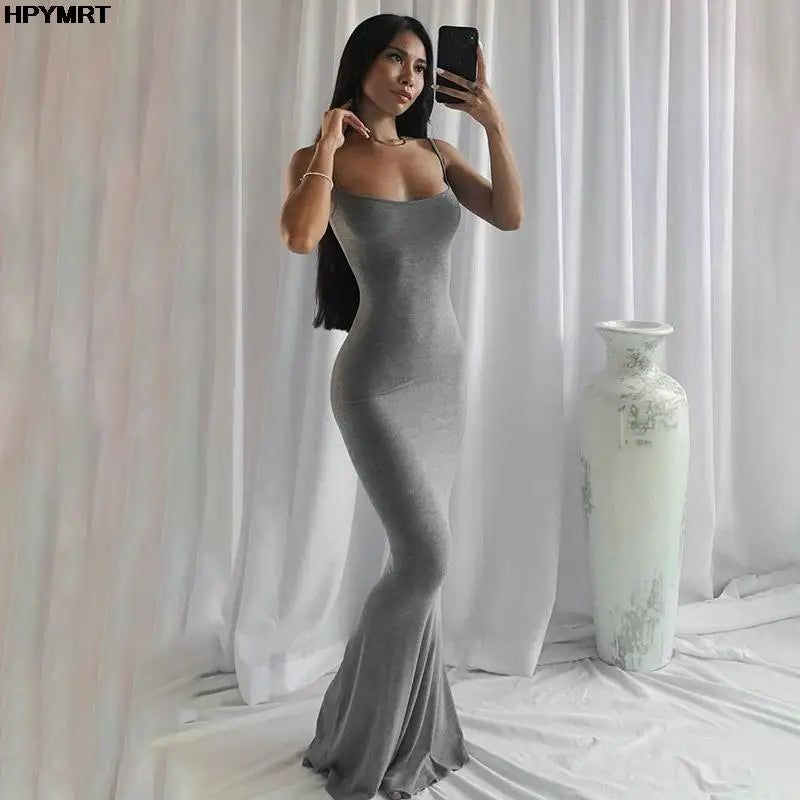 Satin Backless Maxi Dress