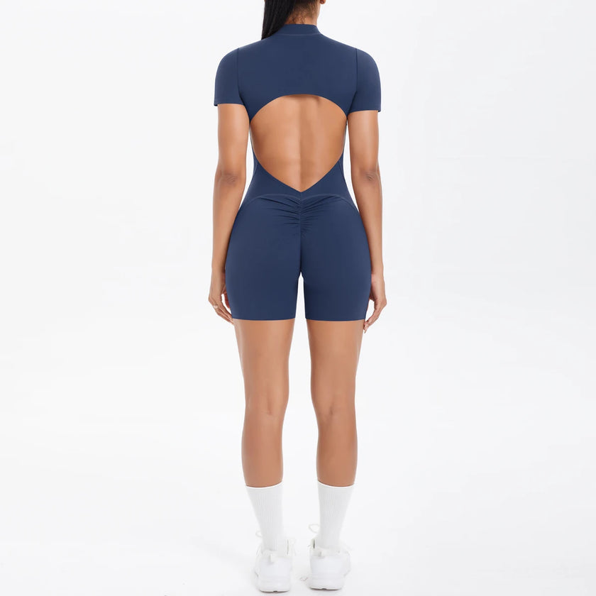 Backless Hollow-Out Push-Up Zipper Yoga Jumpsuit