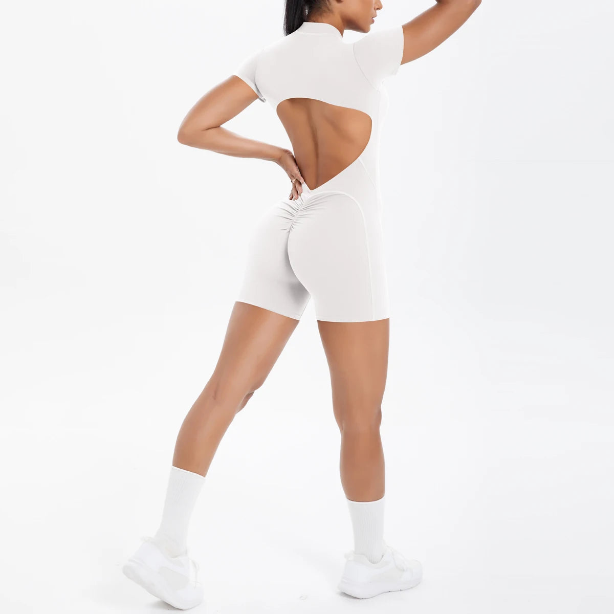 Backless Hollow-Out Push-Up Zipper Yoga Jumpsuit