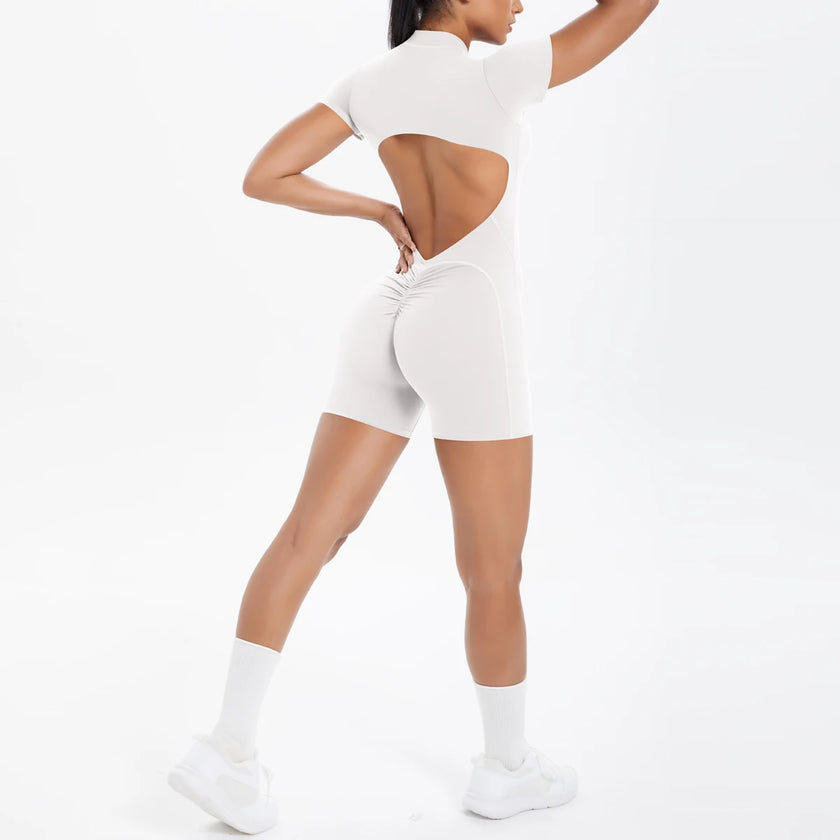 Backless Hollow-Out Push-Up Zipper Yoga Jumpsuit