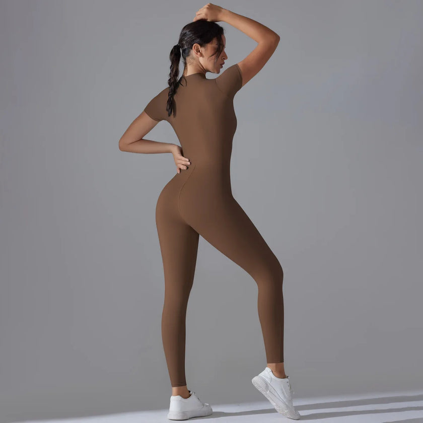 Quick-Dry Naked-Feel Zipper Yoga Jumpsuit