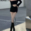 High Waist Slit A-Line Mini Skirt