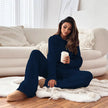 Solid Color Hooded Knitted Lounge Set for Women – Autumn Winter Two-Piece Outfit