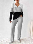 Color Block Half Zip Hooded Top and Pants Set