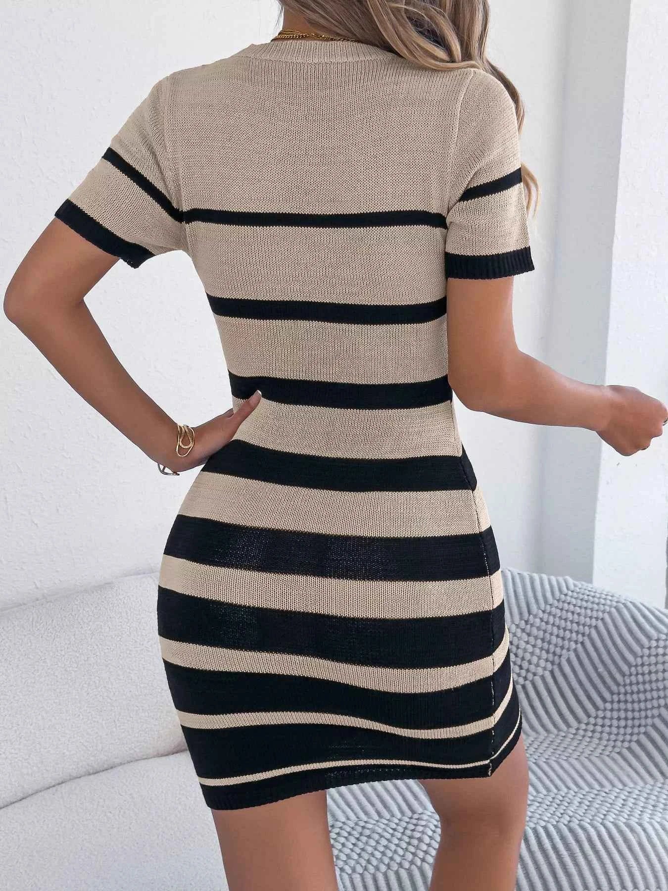 Striped Bodycon Knit Mini Dress