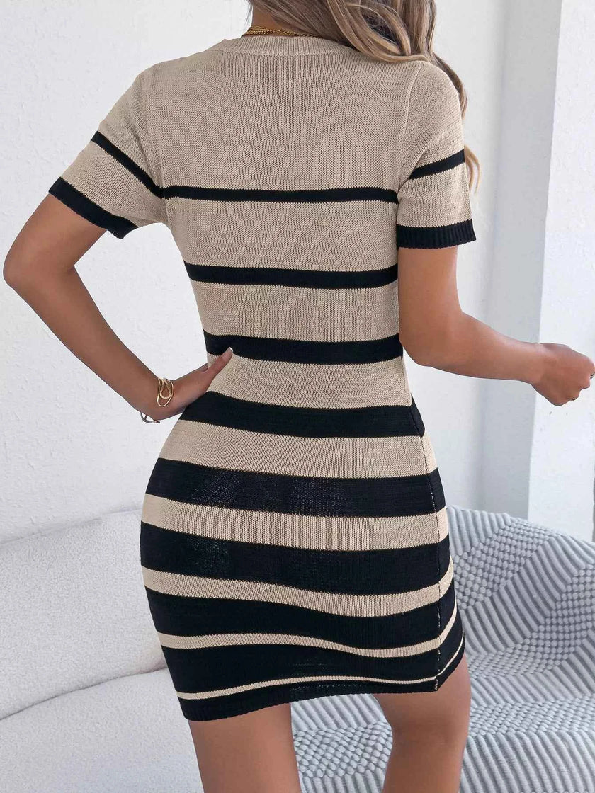 Striped Bodycon Knit Mini Dress