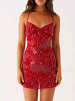 Beaded Floral Mini Dress