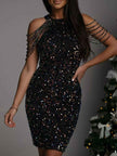 Full Size Sequin Embellished Bodycon Mini Dress Plus Size