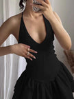 Crisscross Layered Ruffle Hem Mini Dress