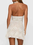 Floral Lace Halter Deep V-Neck Bodycon Dress