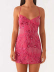 Beaded Floral Mini Dress