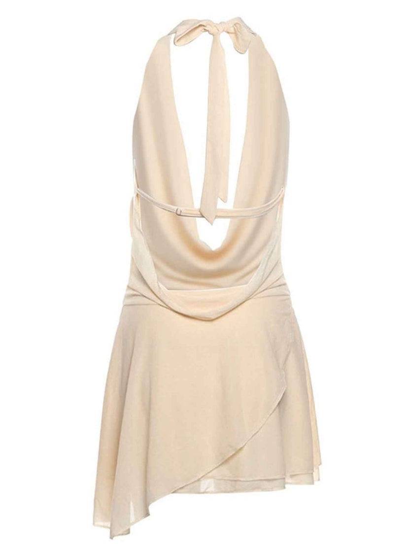 Ruffled Halter Neck Mini Dress
