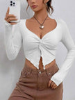 Twisted Front Long Sleeve T-Shirt