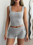 Lace Trim Tank Top and Drawstring Shorts Set