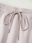 Solid Color Drop Shoulder Pullover and Drawstring Mini Skirt 2pcs Outfit