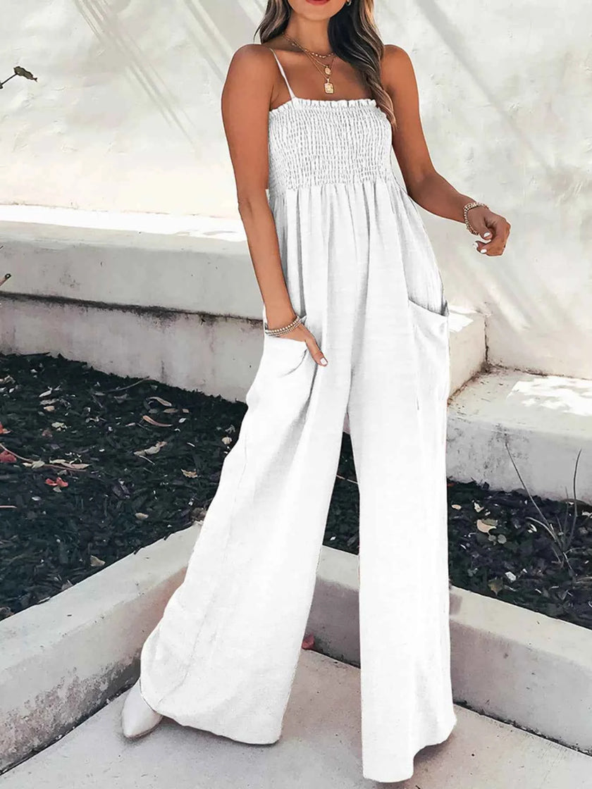 Smocked Wide Leg Jumpsuit