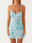 Beaded Floral Mini Dress