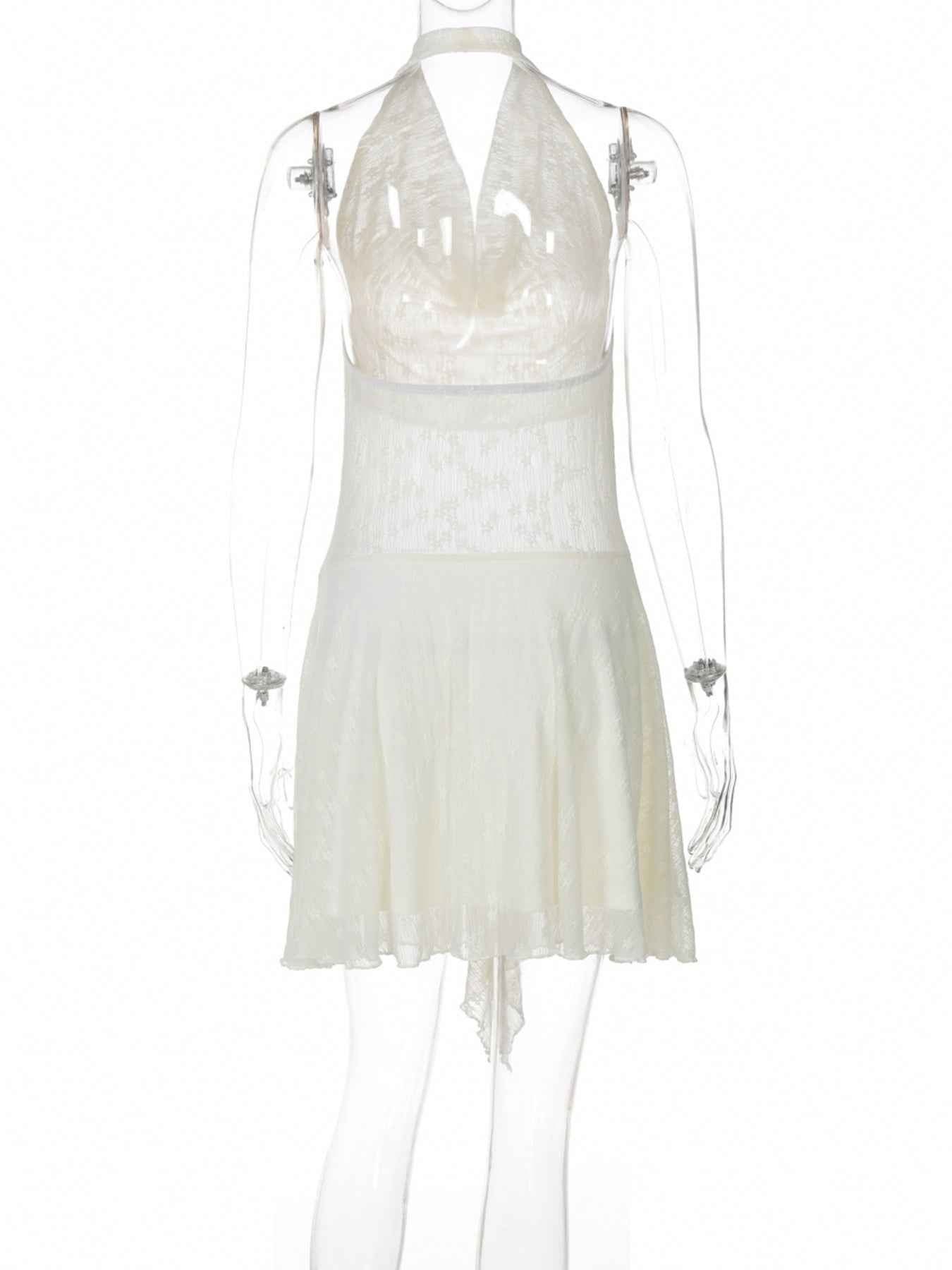 Halter Neck Asymmetrical Hem Mini Dress