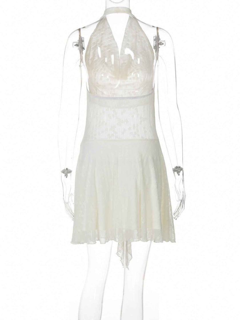 Halter Neck Asymmetrical Hem Mini Dress