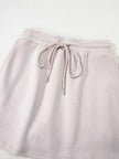 Solid Color Drop Shoulder Pullover and Drawstring Mini Skirt 2pcs Outfit