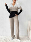 Color Block Half Zip Hooded Top and Pants Set