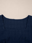 Textured Square Neck Top and Shirred High Waist Shorts Set