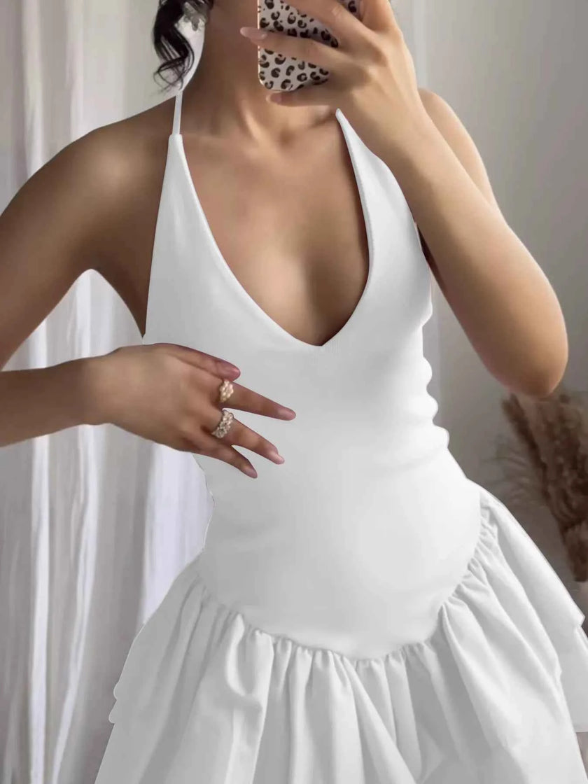 Crisscross Layered Ruffle Hem Mini Dress
