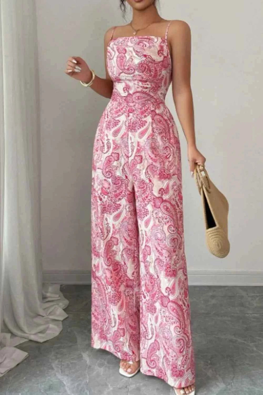 Paisley Print Wide Leg Jumpsuit