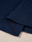 Textured Square Neck Top and Shirred High Waist Shorts Set
