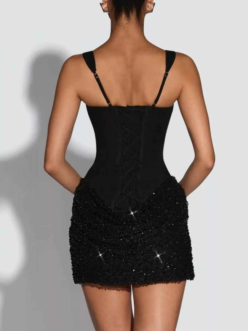 Sequin Wide Strap Mini Dress
