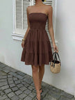 Smocked Strapless Tiered Ruffle Mini Dress