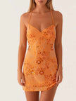 Beaded Floral Mini Dress
