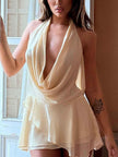 Ruffled Halter Neck Mini Dress