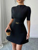 Mock Neck Short Sleeve Mini Dress