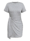Round Neck Short Sleeve Mini Tee Dress