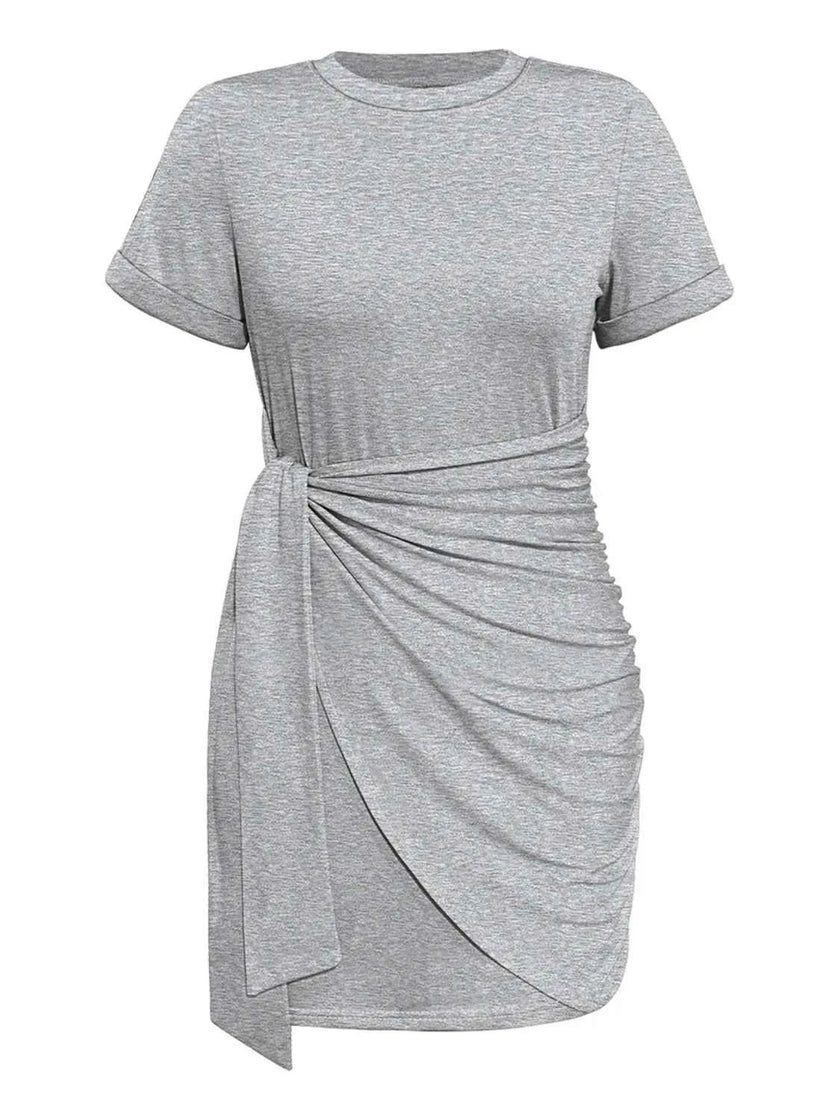 Round Neck Short Sleeve Mini Tee Dress