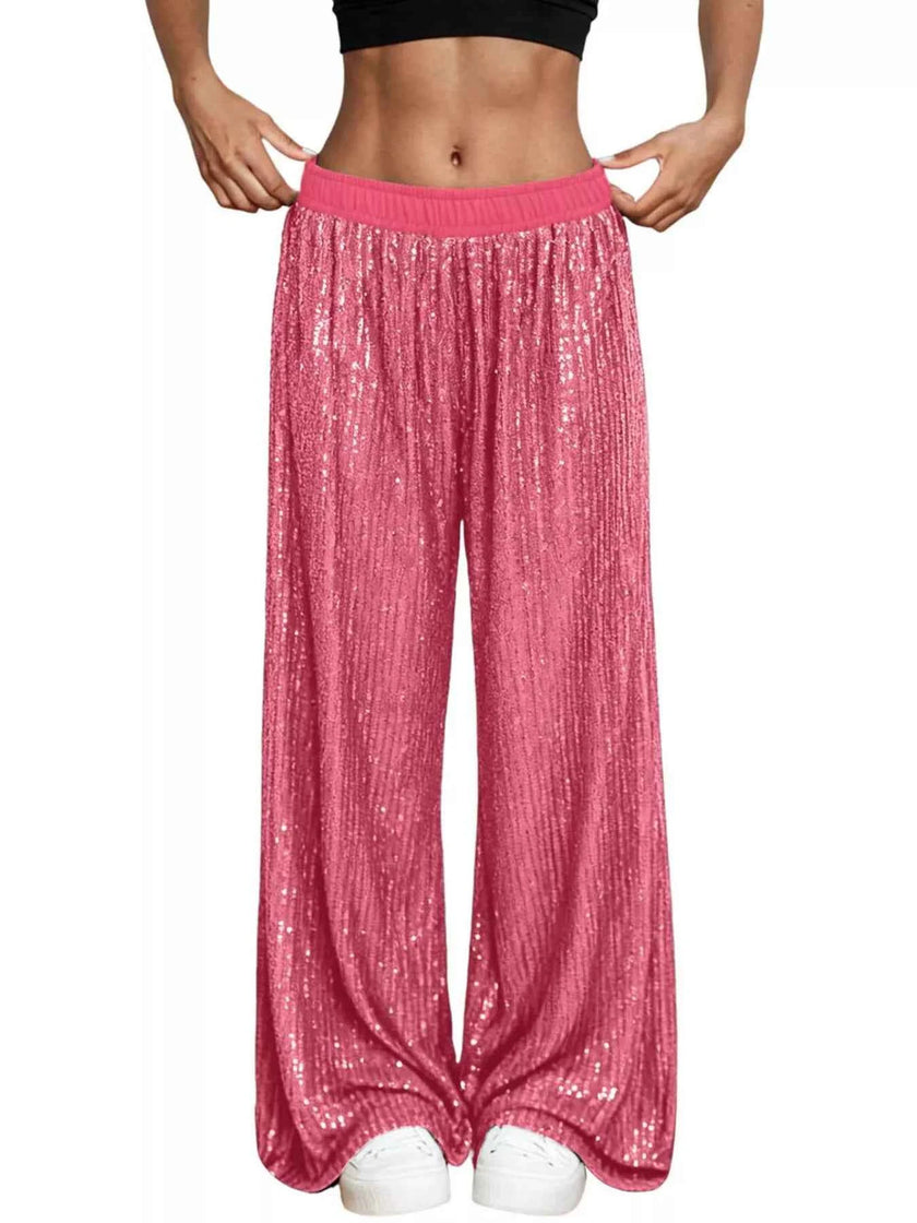 Sequin Wide-Leg Pants