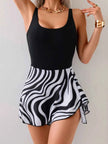 Printed Scoop Neck Wide Strap One-Piece Swimwear