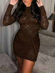 Lace Long Sleeve Bodycon Mini Dress