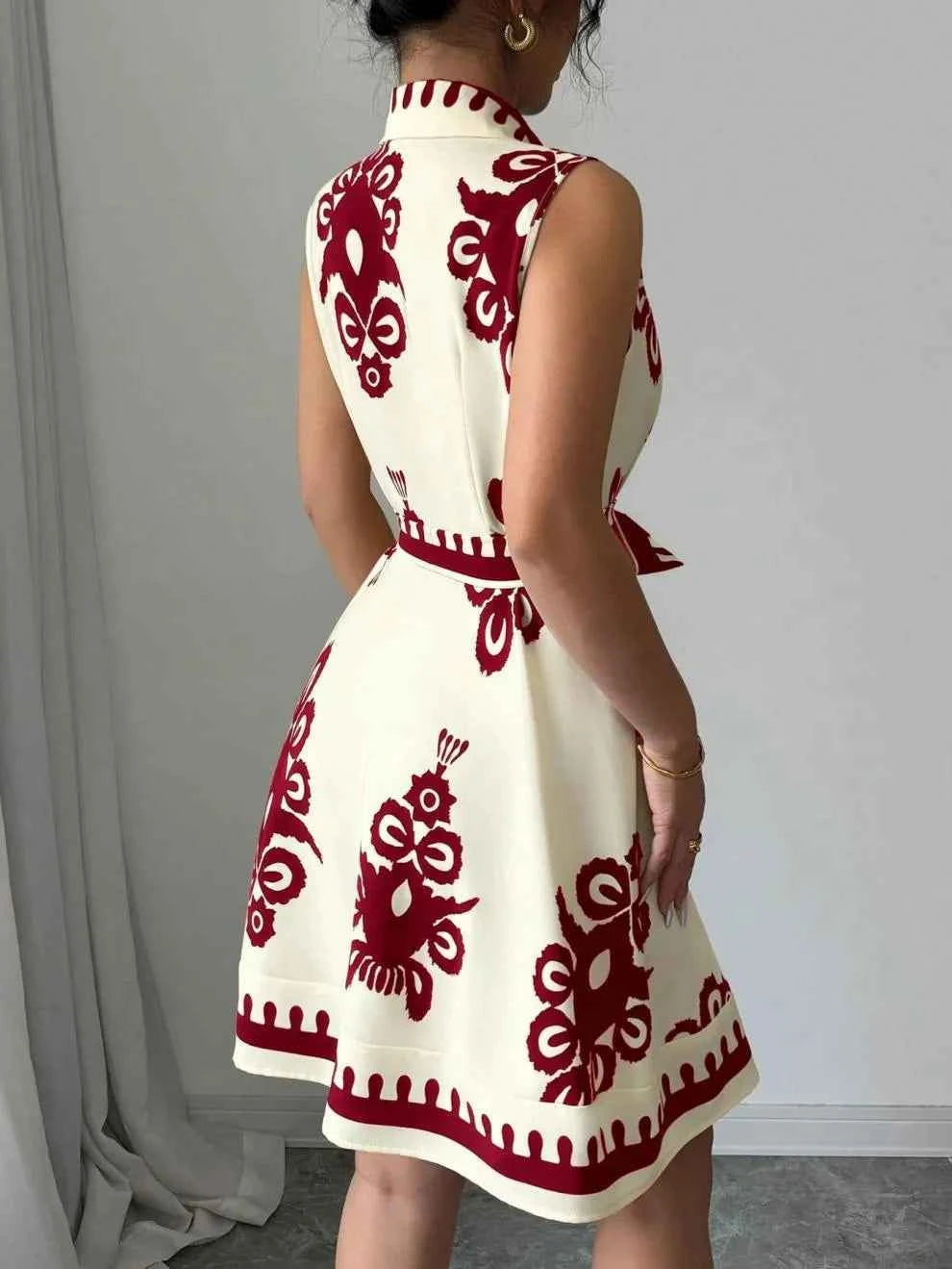 Printed Sleeveless Button Front Dress