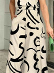 Halter Neck Abstract Print Wide Leg Jumpsuit