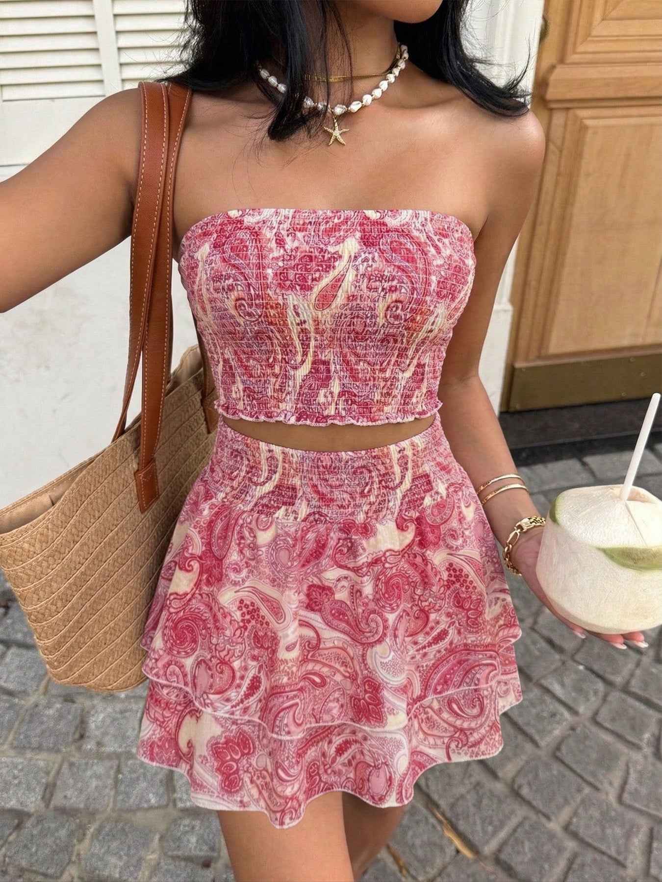 Tube Top and Ruffle Mini Skirt Set