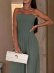 Smocked Tube Wide-Leg Jumpsuit