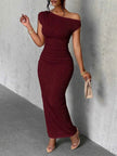 Asymmetrical One Shoulder Bodycon Maxi Dress
