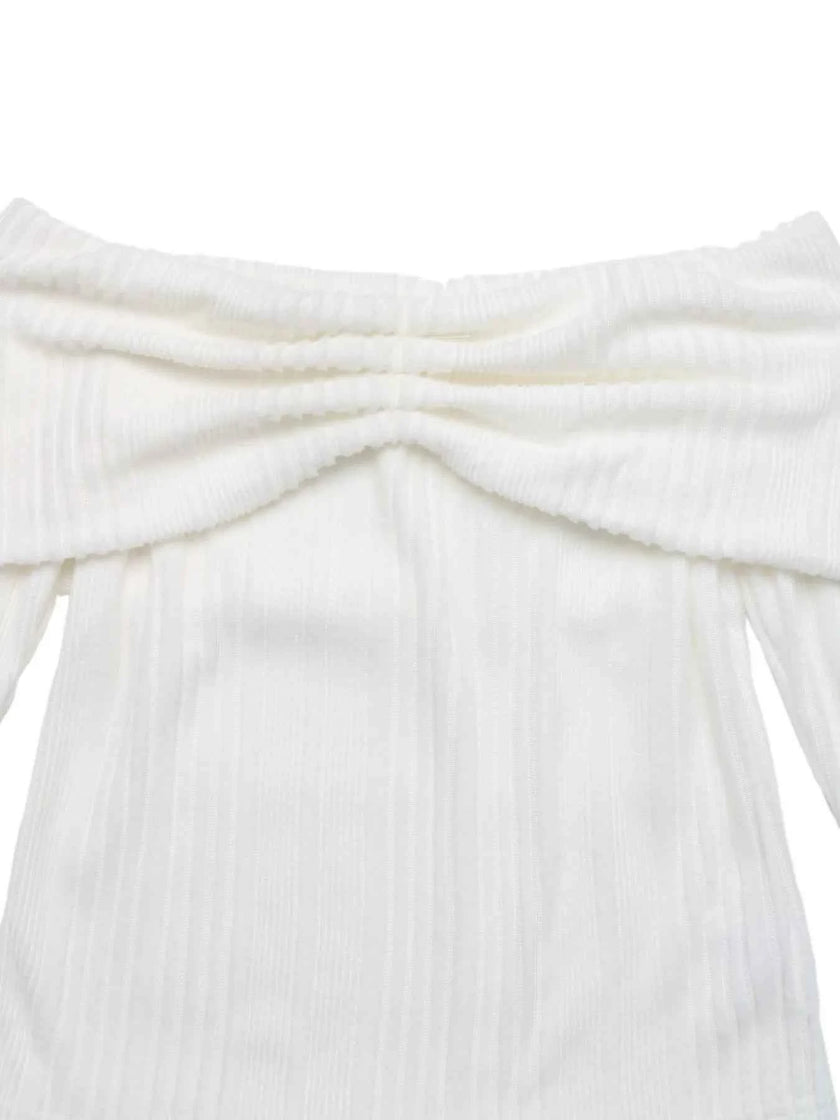 Off-Shoulder Ribbed Knit Top